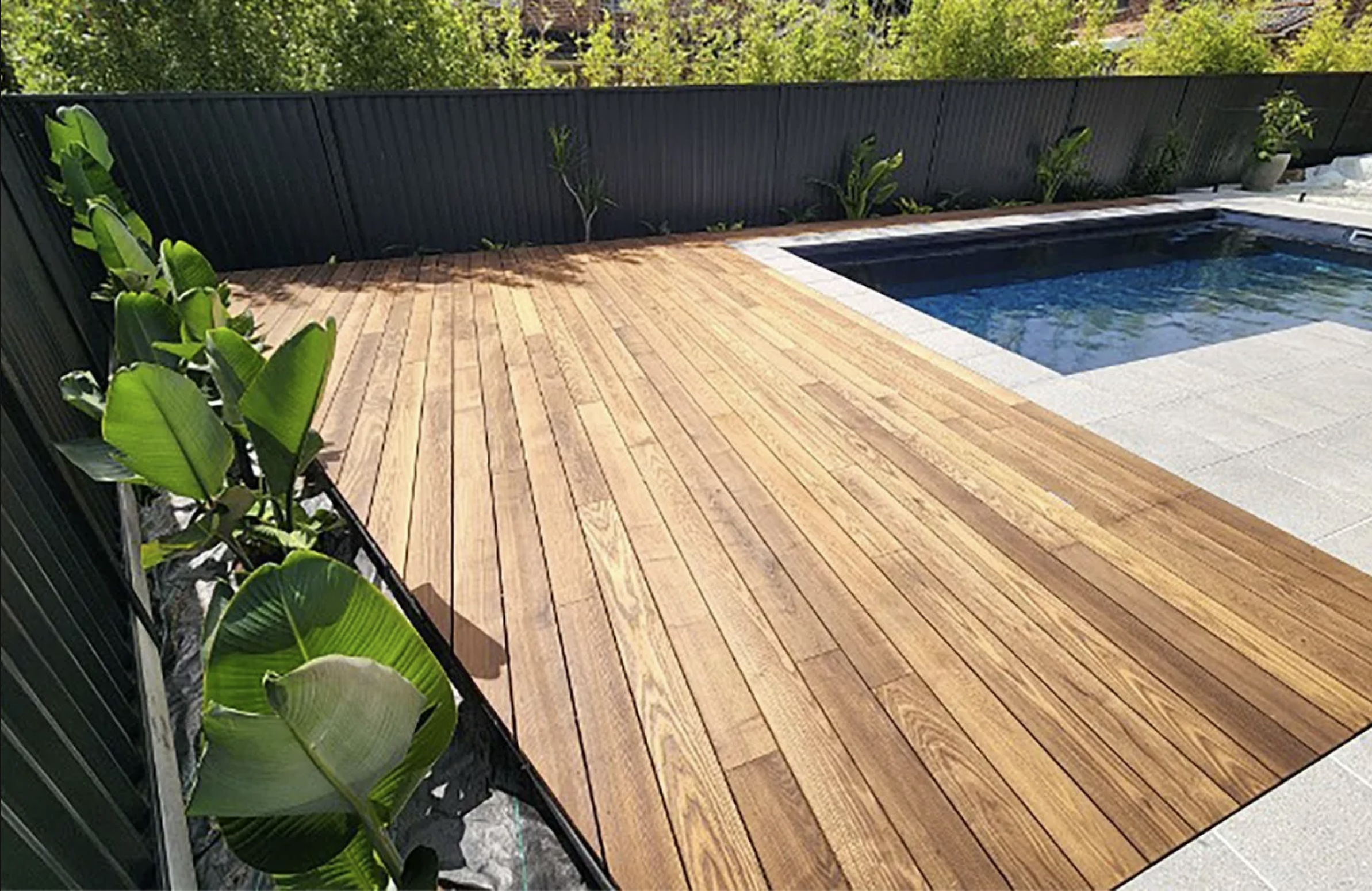Custom pergola and deck entertaining area Southern Highlands NSW with string lights